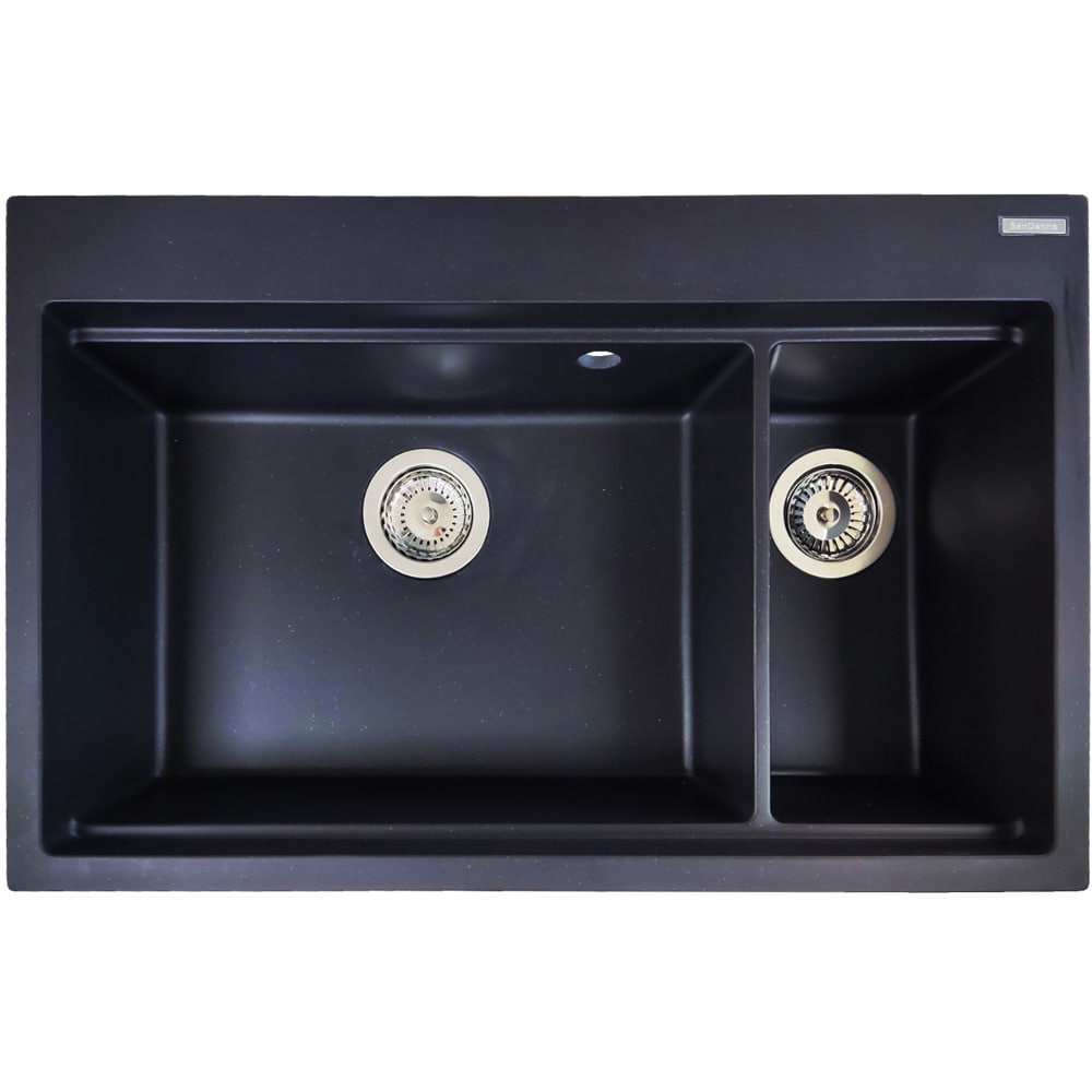 Chiuveta bucatarie SANDONNA Magdalena 76, 2 cuve, compozit granit, negru