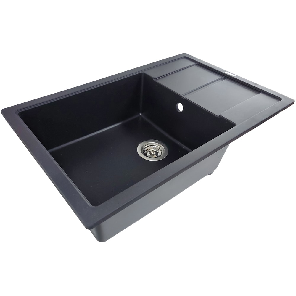 Chiuveta bucatarie SANDONNA Ewelina 78, 1 cuva, picurator reversibil, compozit granit, negru