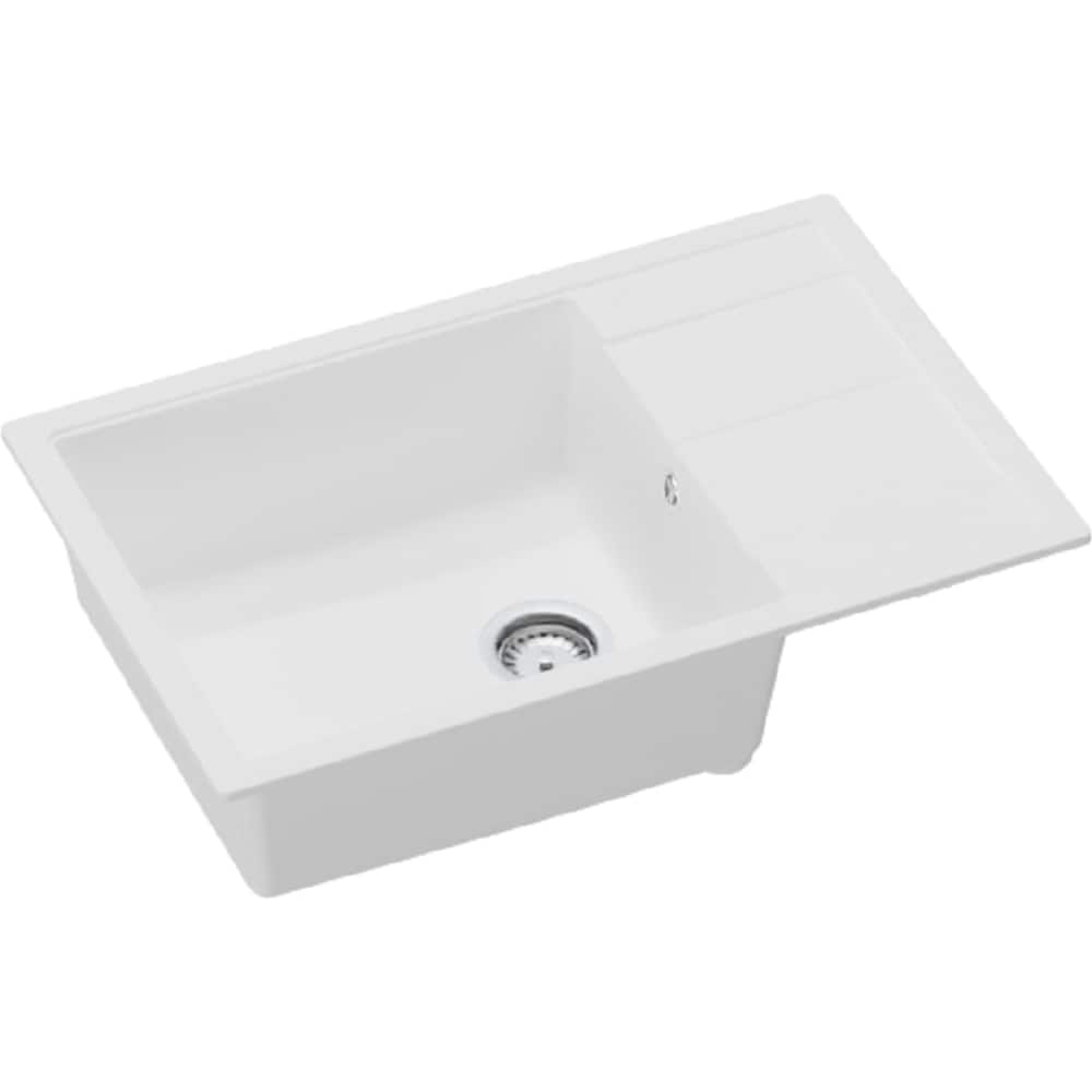 Chiuveta bucatarie SANDONNA Ewelina 78, 1 cuva, picurator reversibil, compozit granit, alb