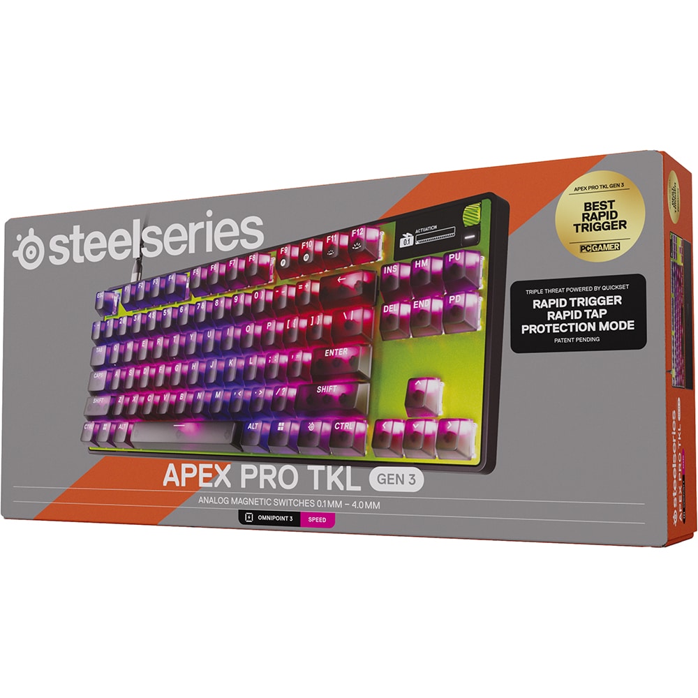 Tastatura Gaming mecanica STEELSERIES Apex Pro TKL Gen 3 Cyber, USB, Layout US, negru