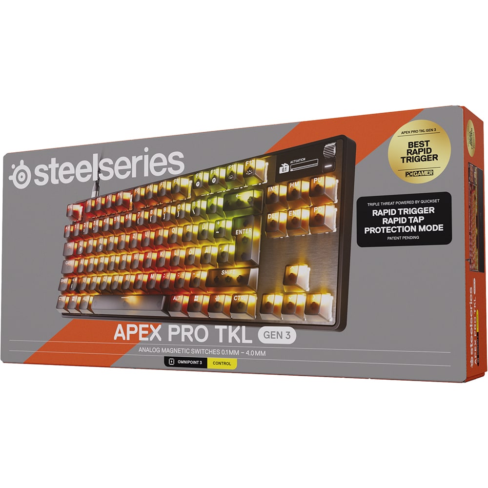 Tastatura Gaming mecanica STEELSERIES Apex Pro TKL Gen 3 Steel, USB, Layout US, negru