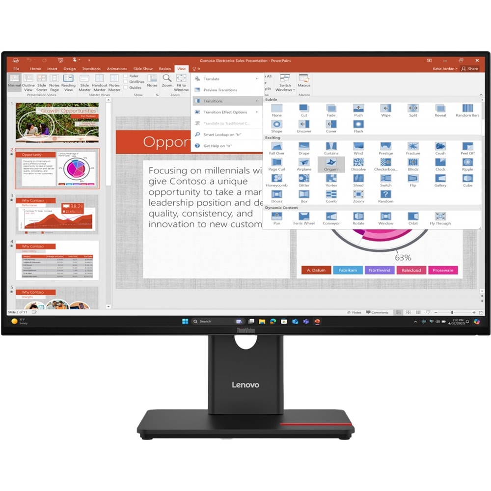 Monitor LED IPS LENOVO ThinkVision T27-40, 27", Full HD, 120Hz, pivot, negru