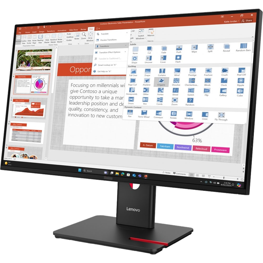 Monitor LED IPS LENOVO ThinkVision T27-40, 27", Full HD, 120Hz, pivot, negru
