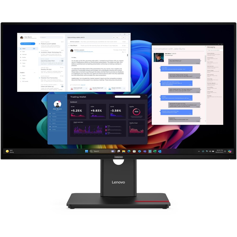 Monitor LED IPS LENOVO ThinkVision T27UD-40, 27", 4K UHD, 60 Hz, negru