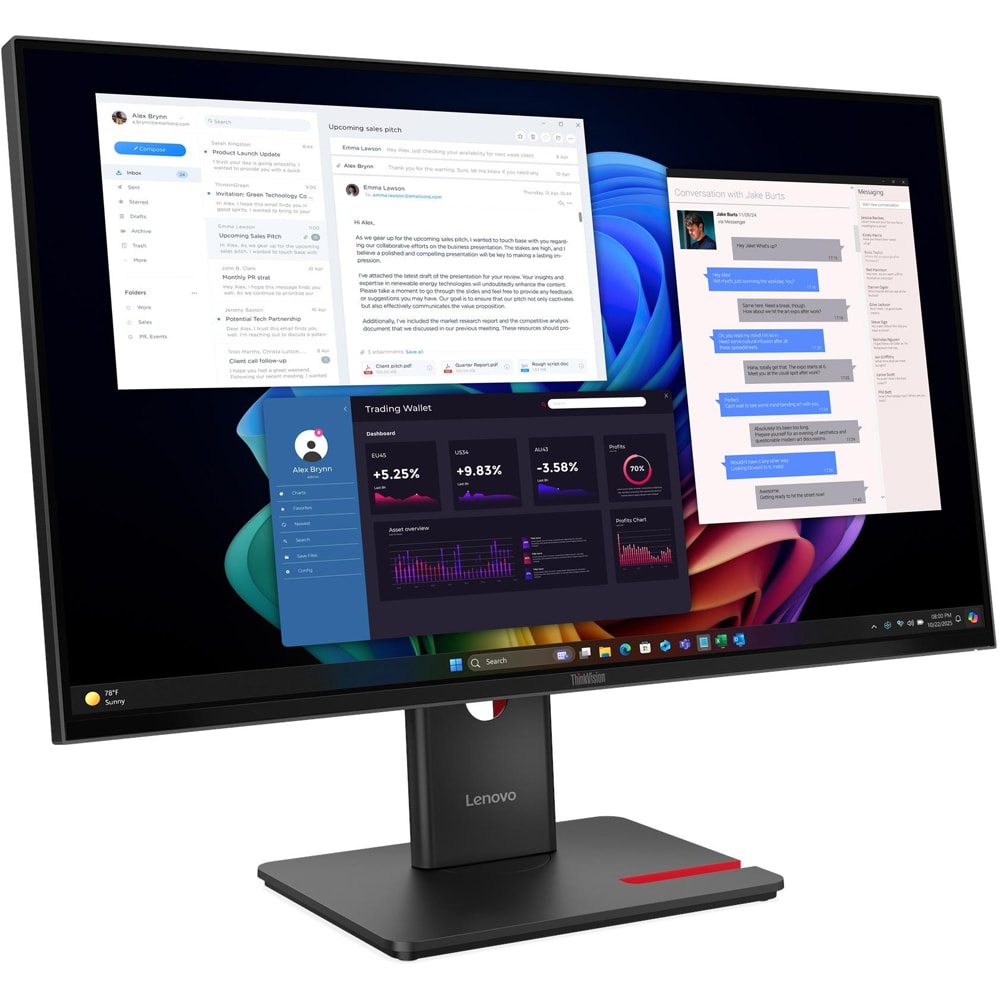 Monitor LED IPS LENOVO ThinkVision T27UD-40, 27", 4K UHD, 60 Hz, negru