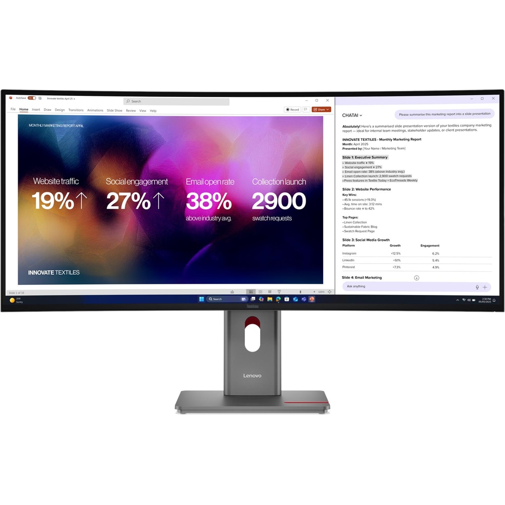 Monitor curbat LED IPS Curbat LENOVO ThinkVision P40WD-40, 39.7", WUHD, 120 Hz, HDR10, negru