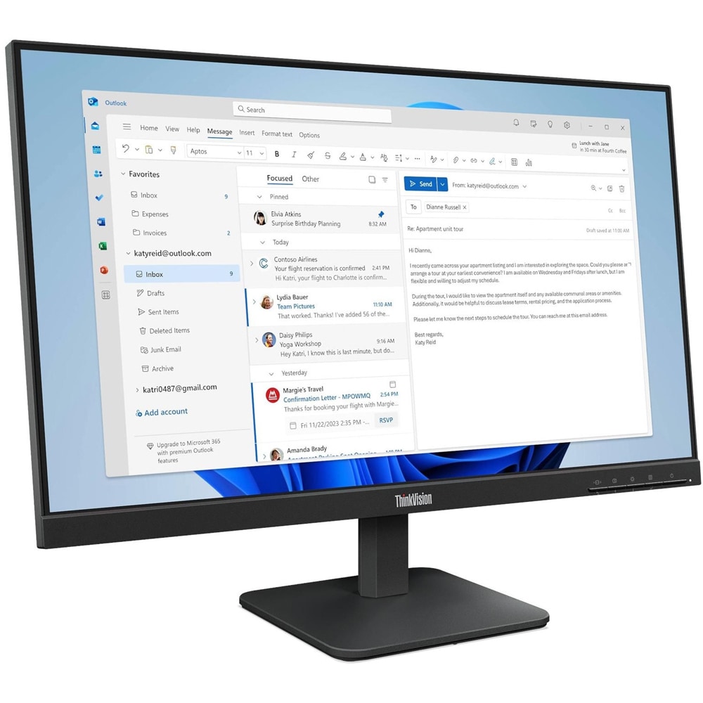 Monitor LED IPS LENOVO ThinkVision S24-4e, 23.8", Full HD, 100Hz, negru