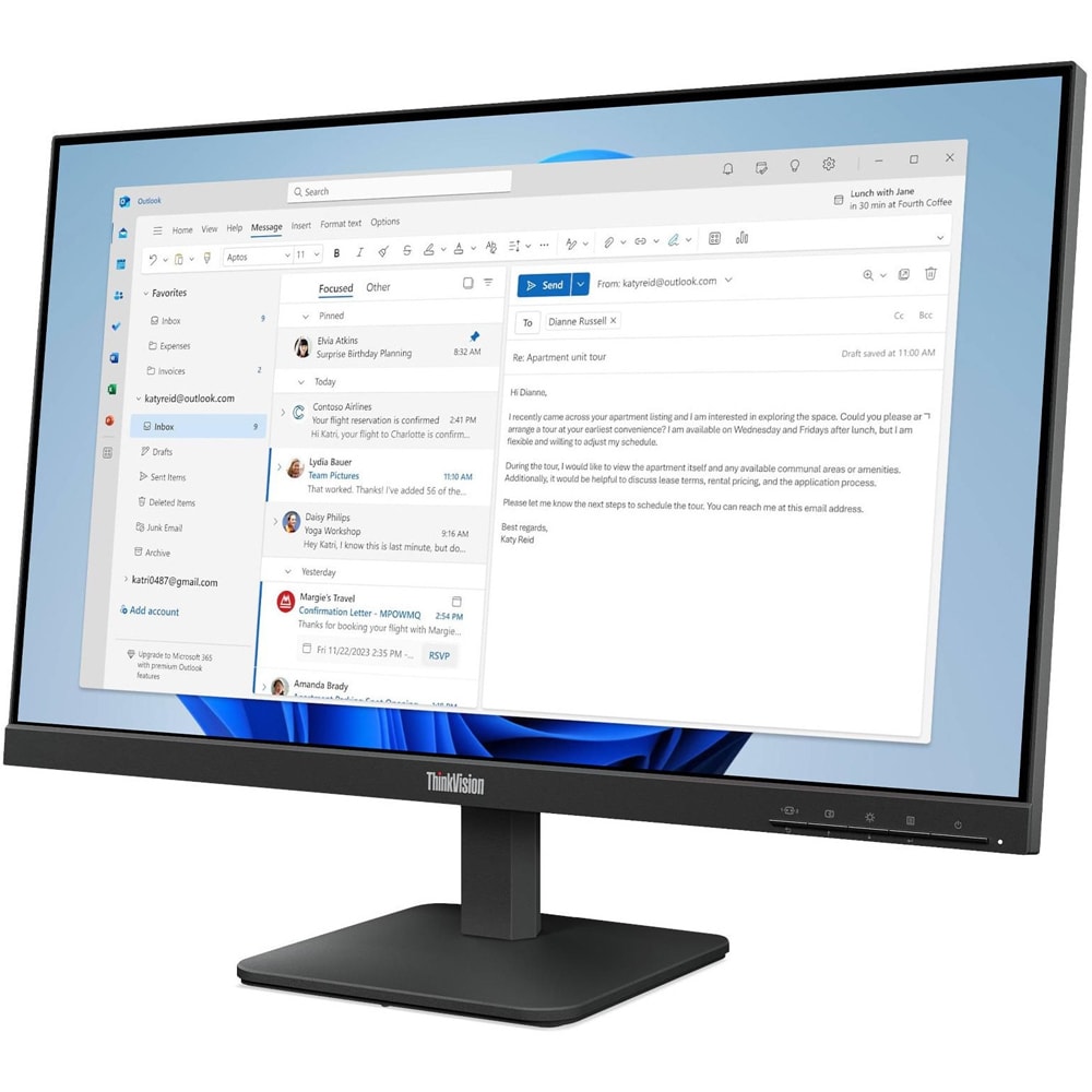 Monitor LED IPS LENOVO ThinkVision S24-4e, 23.8", Full HD, 100Hz, negru