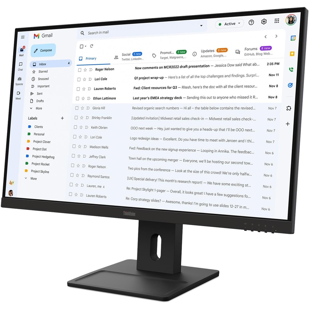 Monitor LED IPS LENOVO ThinkVision E27-40, 27", Full HD, 100 Hz, negru