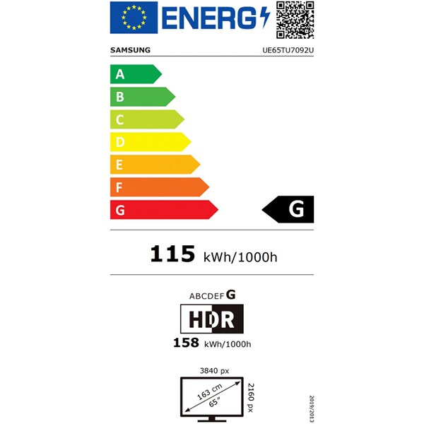 Televizor LED Smart SAMSUNG 65TU7092, Ultra HD 4K, HDR, 163cm
