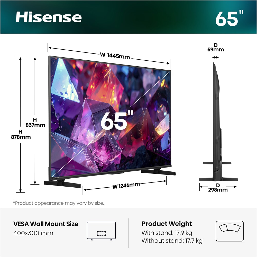 Televizor HI-QLED Smart HISENSE 65E7S PRO, Ultra HD 4K, HDR, 164cm