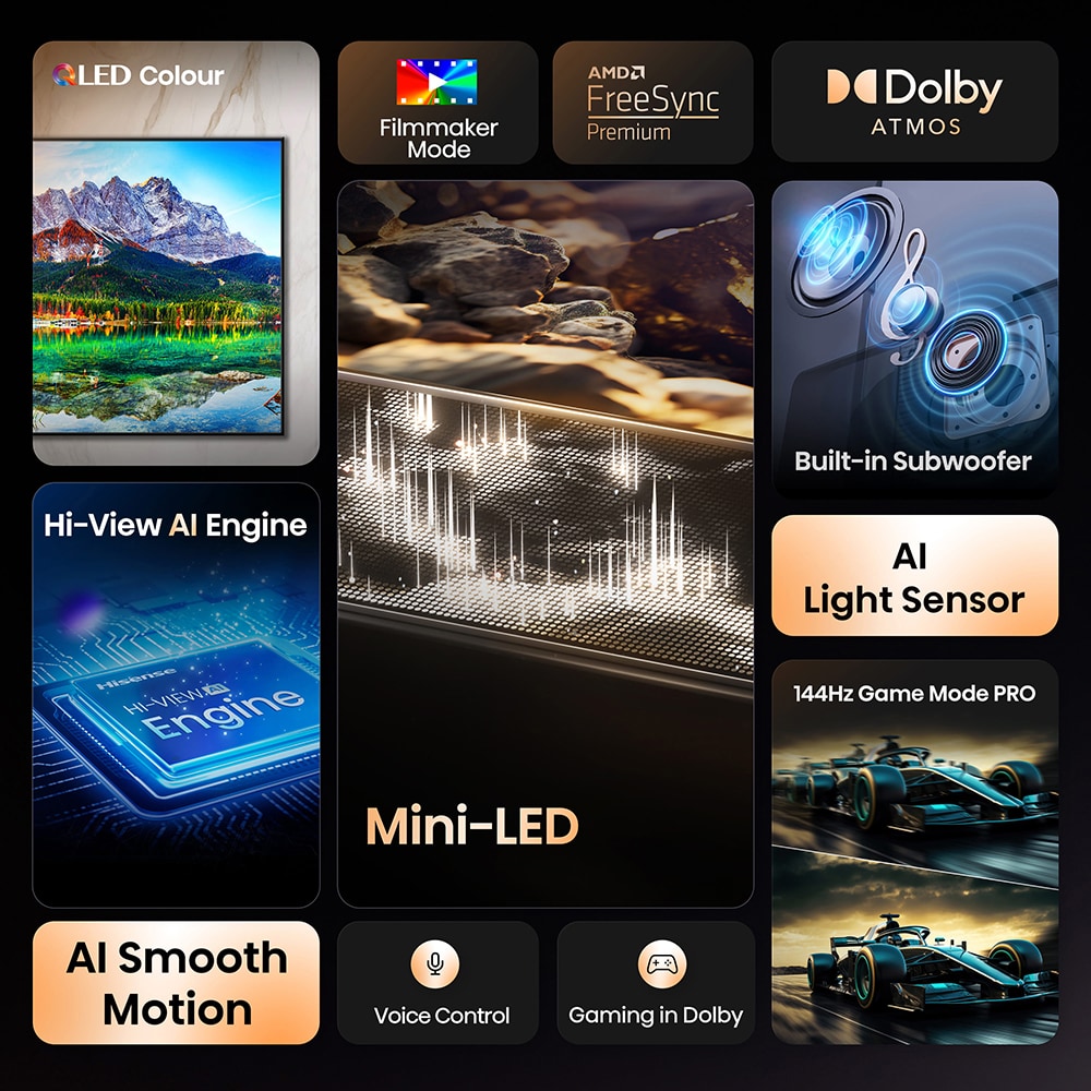 Televizor Mini-LED ULED Smart HISENSE 65E8Q, Ultra HD 4K,164cm