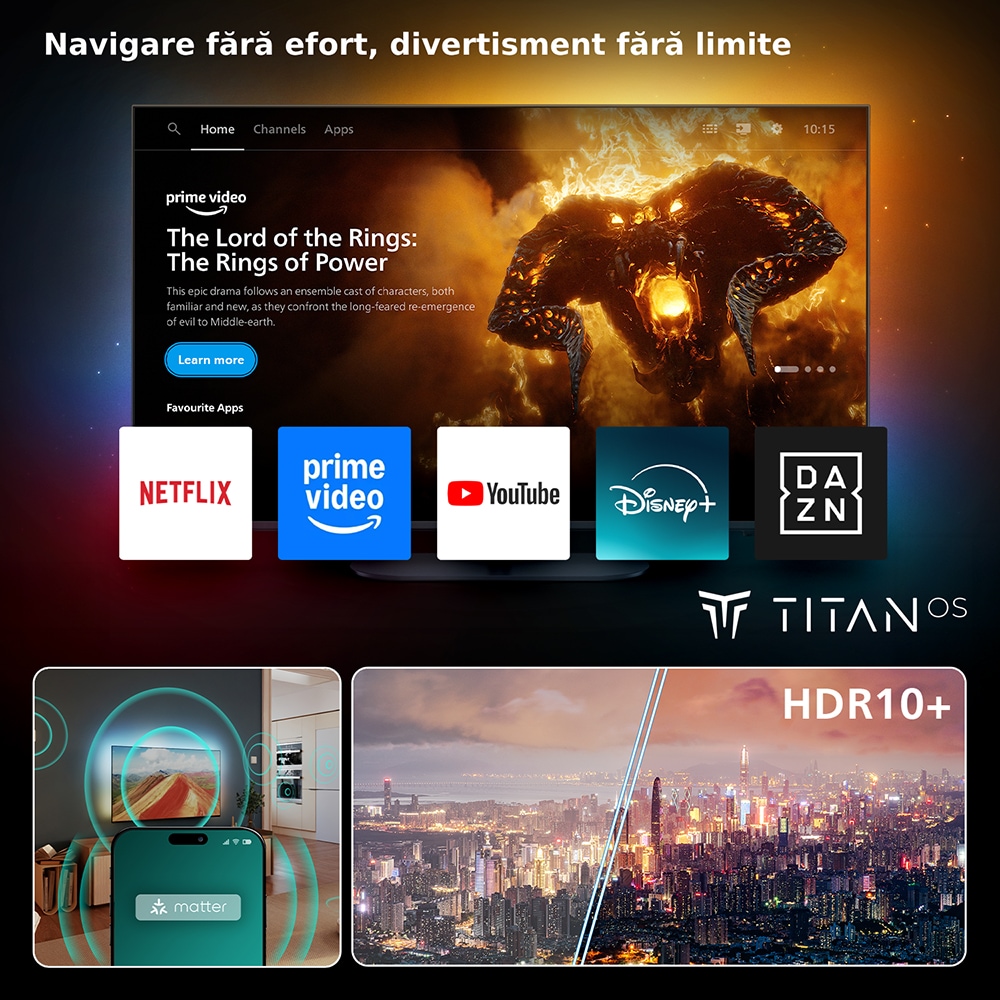 Televizor LED Smart PHILIPS 65PUS8010, Ultra HD 4K, HDR10+, 164cm