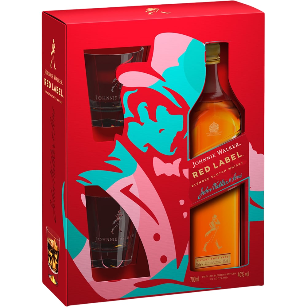 Set Whisky Johnnie Walker Red, 0.7L + 2 pahare