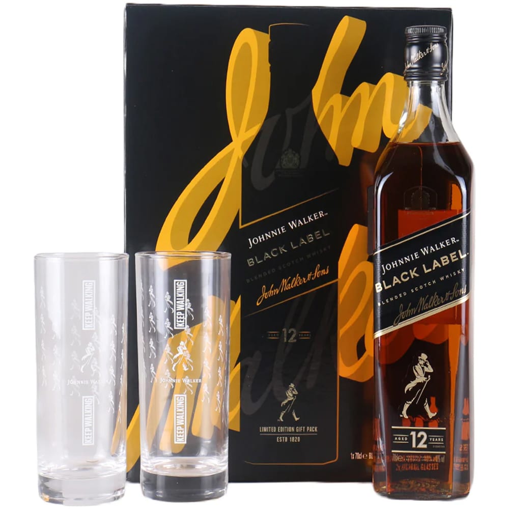 Set Whisky Johnnie Walker Black, 0.7L + 2 pahare