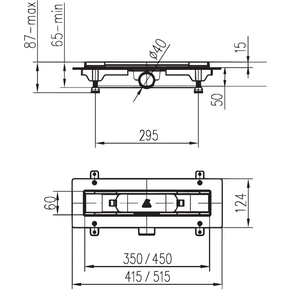 Rigola dus FLUIDMASTER 674714, gratar inox, D 40mm, 35 cm, argintiu