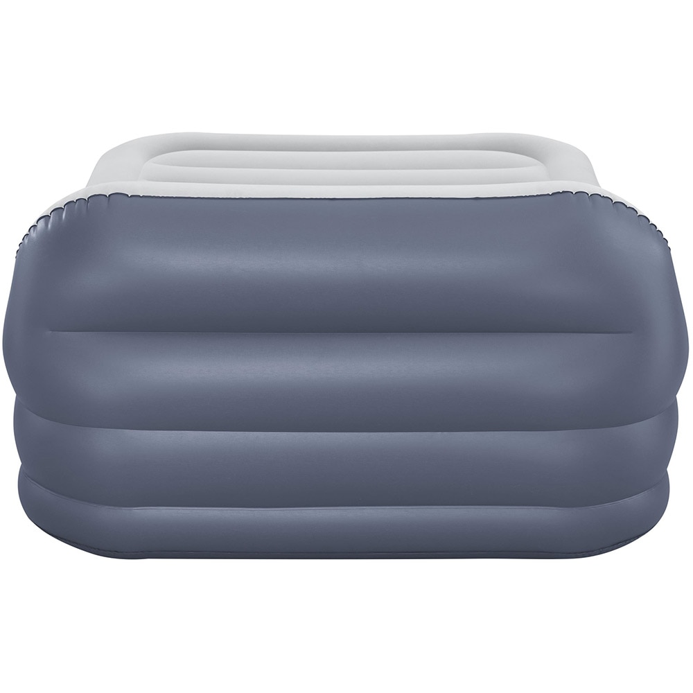 Pat dublu gonflabil BESTWAY TriTech SleekFlo, 226 x 152 x 84 cm, cu pompa electrica integrata, sarcina maxima 300 kg, gri/albastru
