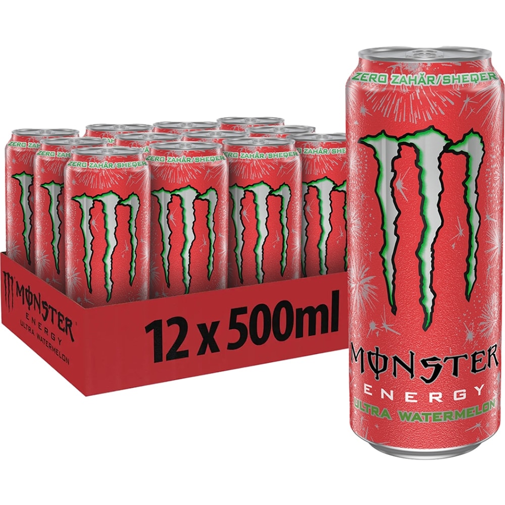 Bautura energizanta MONSTER Watermelon bax 0.5L x 12 doze