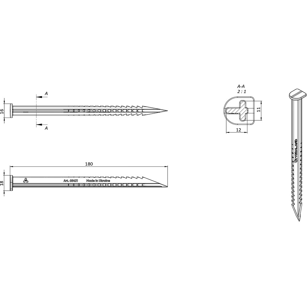 Ancora PP pentru pavela VODALAND 68421-10, 18 cm, negru, 10 bucati