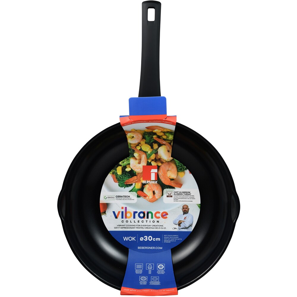 Tigaie wok BERGNER Vibrance BG-57273-GR-RO, 30cm, aluminiu, verde