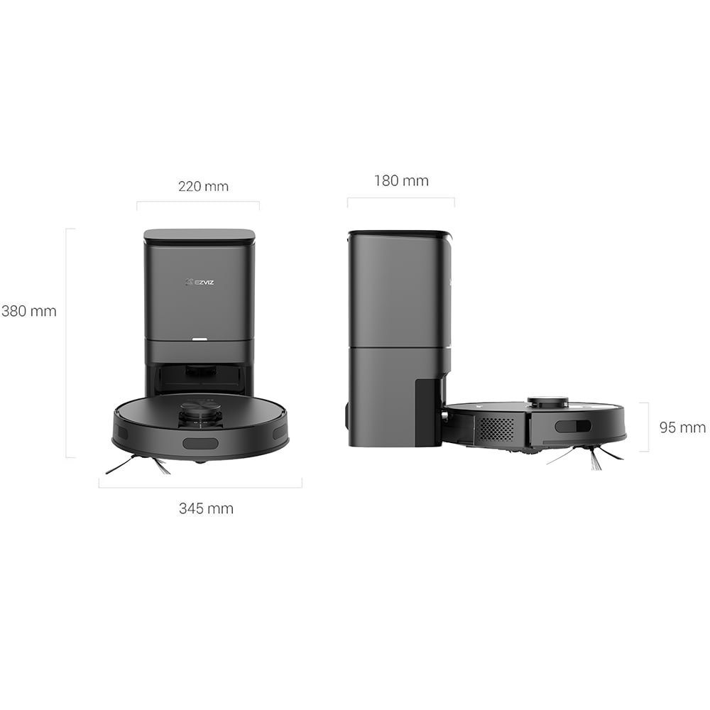 Aspirator robot EZVIZ RE4 Plus, 0.35l, 24.1V, autonomie max 240 min, Wi-Fi, functie mop, negru