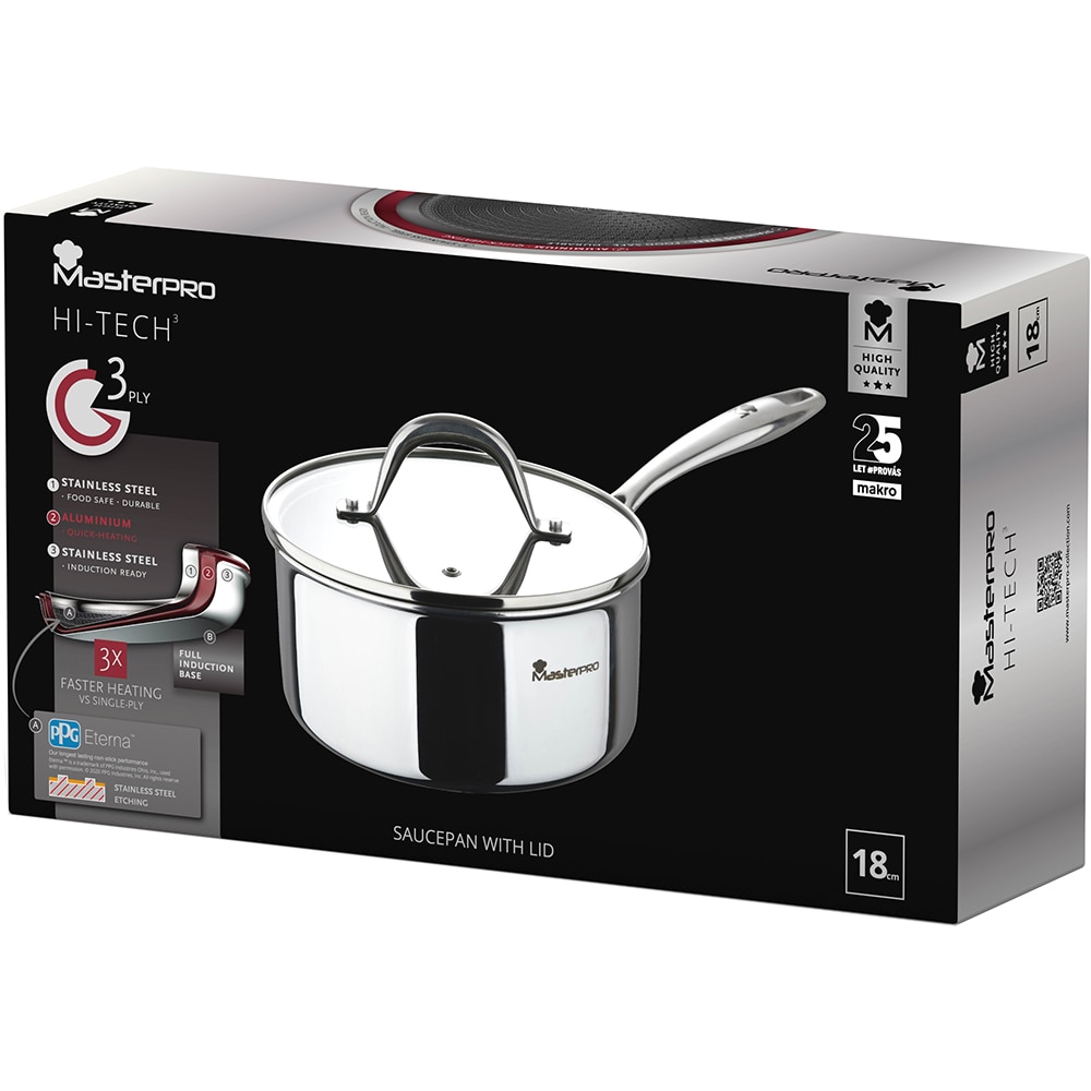 Cratita MASTERPRO Wild Hi-Tech, 1.9l, 18cm, inox, argintiu