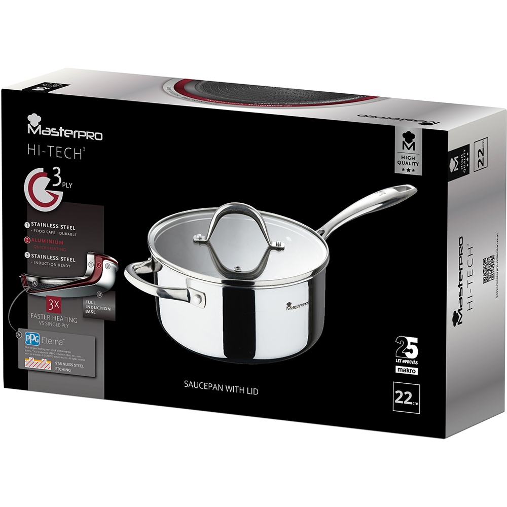 Cratita MASTERPRO Wild Hi-Tech, 3.9l, 22cm, inox, argintiu