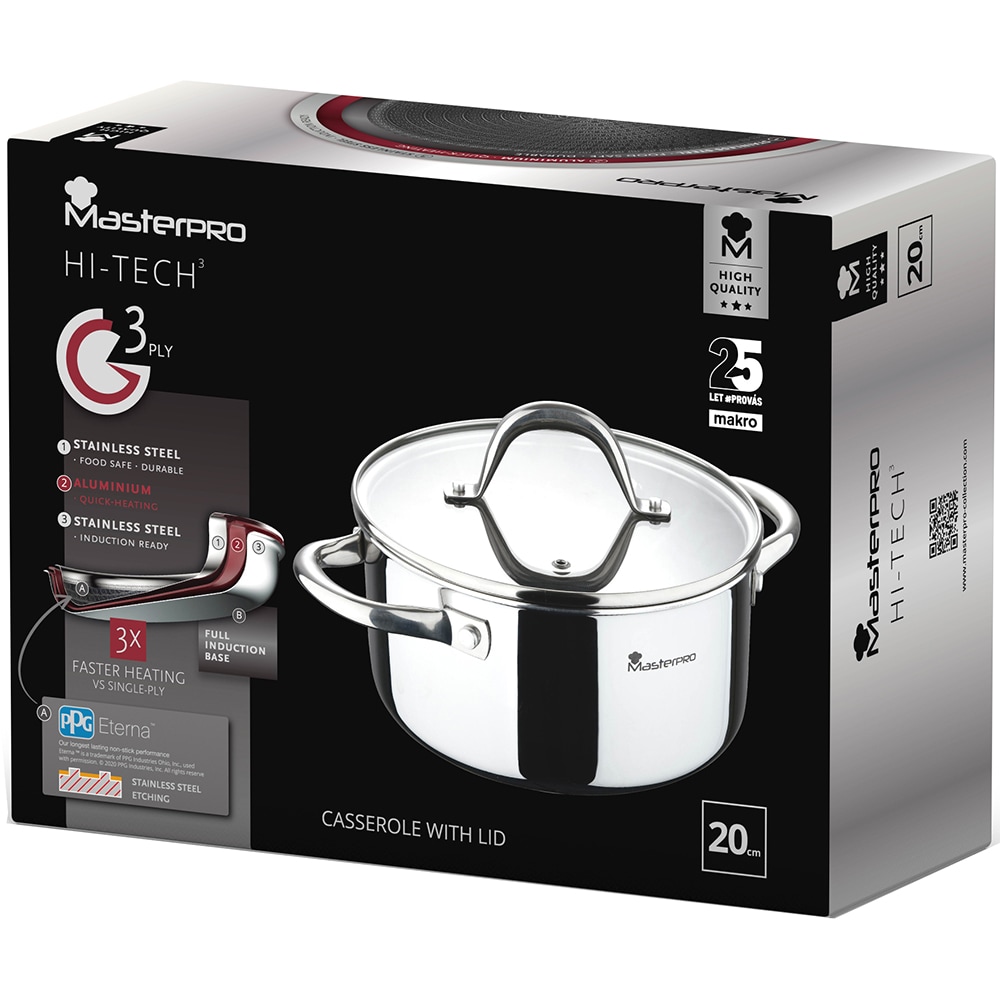 Cratita MASTERPRO Wild Hi-Tech, 2.7l, 20cm, inox, argintiu