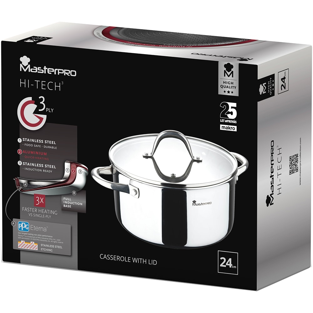 Cratita MASTERPRO Wild Hi-Tech, 4.7l, 24cm, inox, argintiu