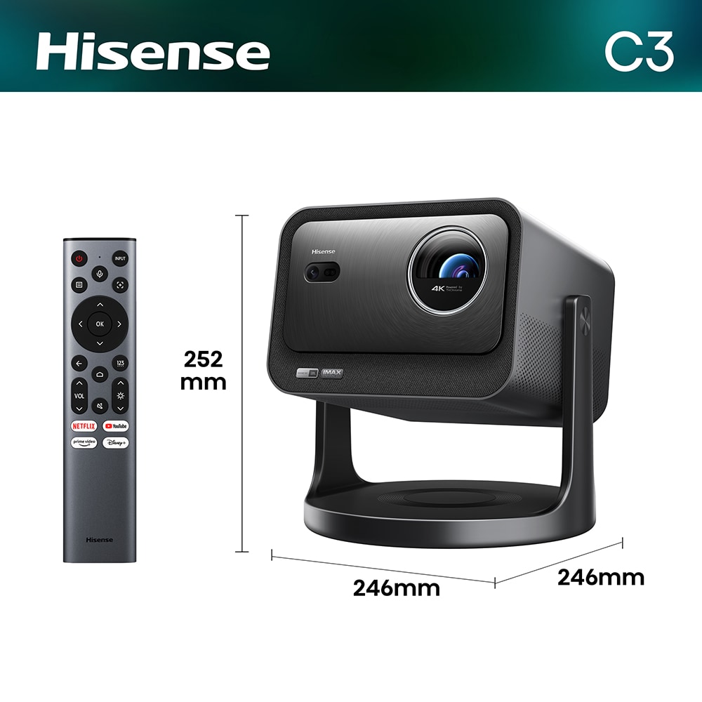 Mini Proiector Smart HISENSE C3, Ultra HD 4K, HDR10+, 165-762cm