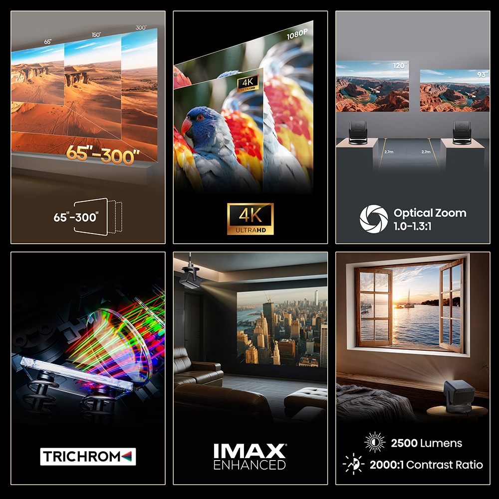 Mini Proiector Smart HISENSE C3, Ultra HD 4K, HDR10+, 165-762cm