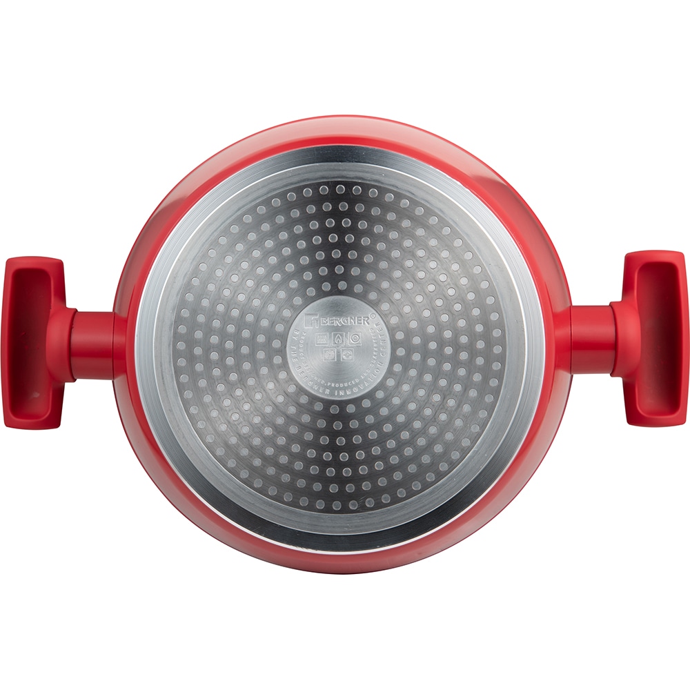 Cratita cu capac BERGNER Red Line BG-35389-RD, 2.15l, 20cm, aluminiu forjat, rosu