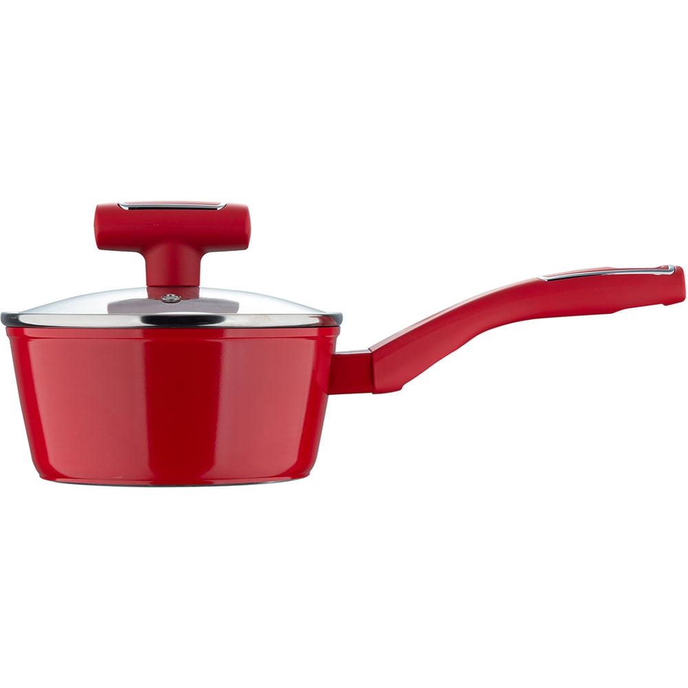 Cratita cu capac BERGNER Red Line BG-35388-RD, 1.18l, 16cm, aluminiu forjat, rosu