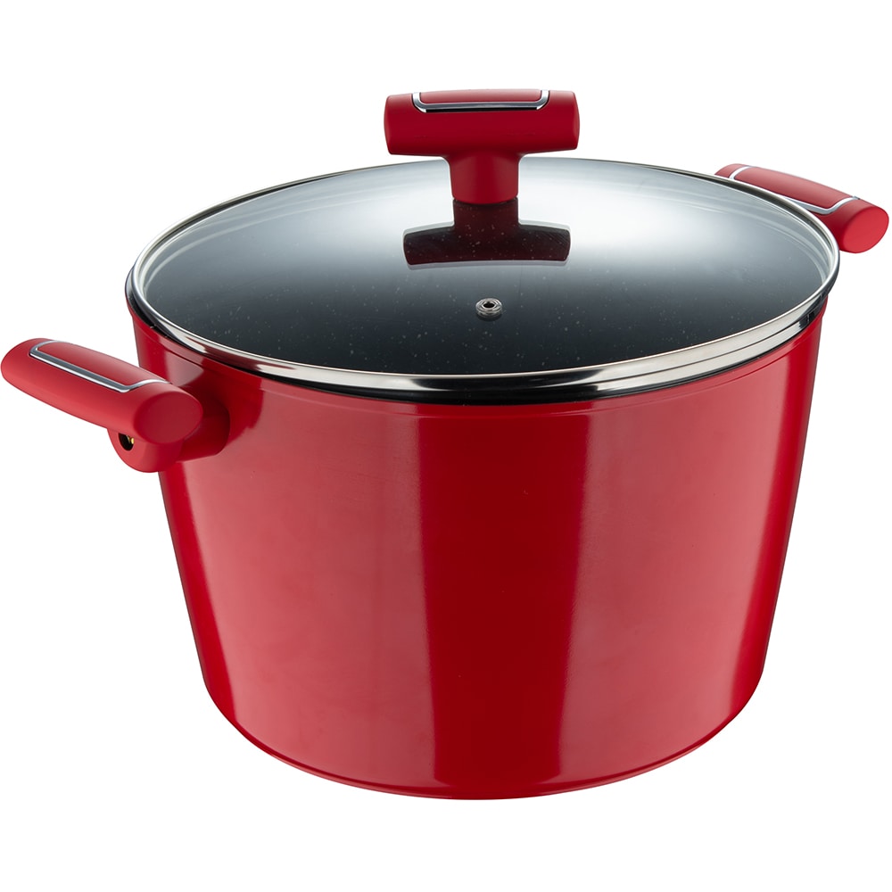 Oala cu capac BERGNER Red Line BG-35394-RD, 8.66l, 28cm, aluminiu forjat, rosu