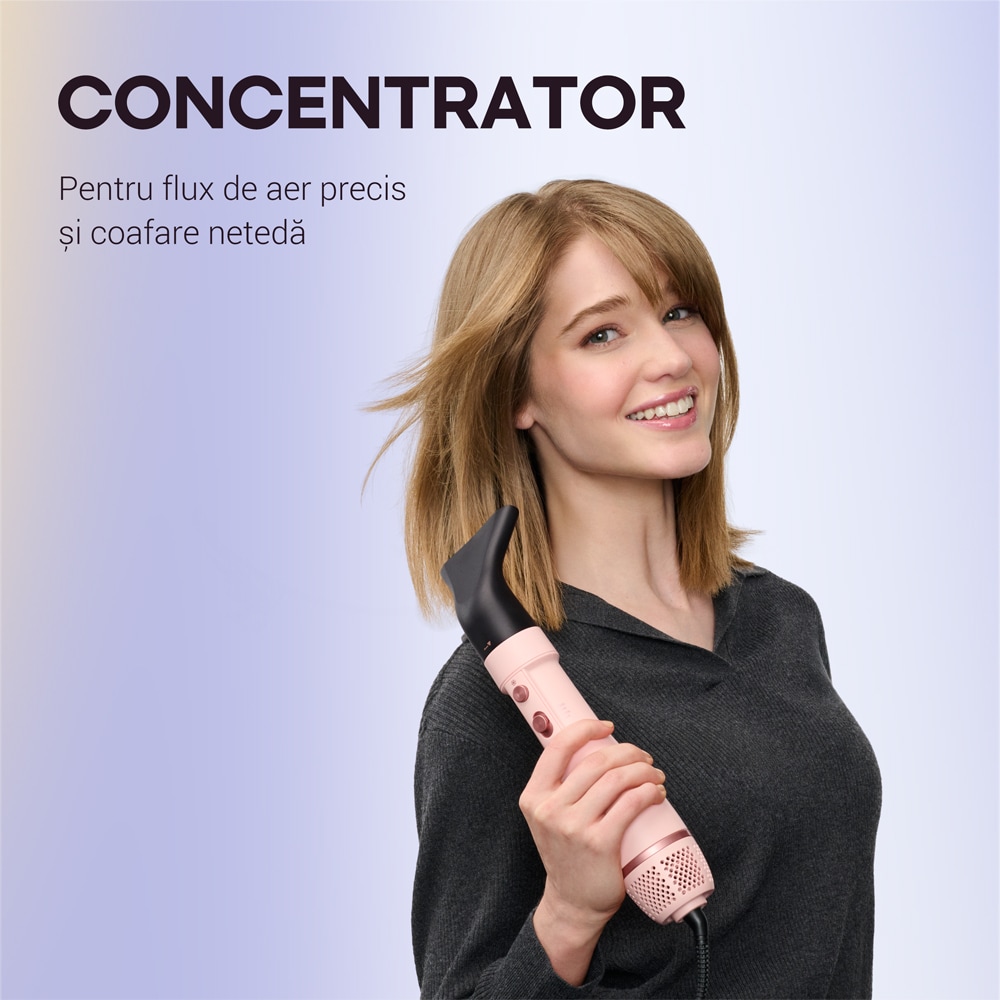 Perie cu aer cald WAVYTALK Air Sclupt 639S, 1000W, roz