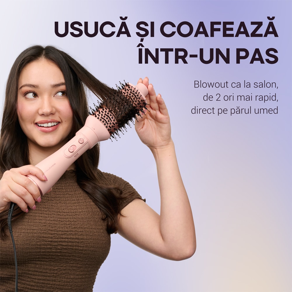 Perie cu aer cald WAVYTALK Air Sclupt 639S, 1000W, roz