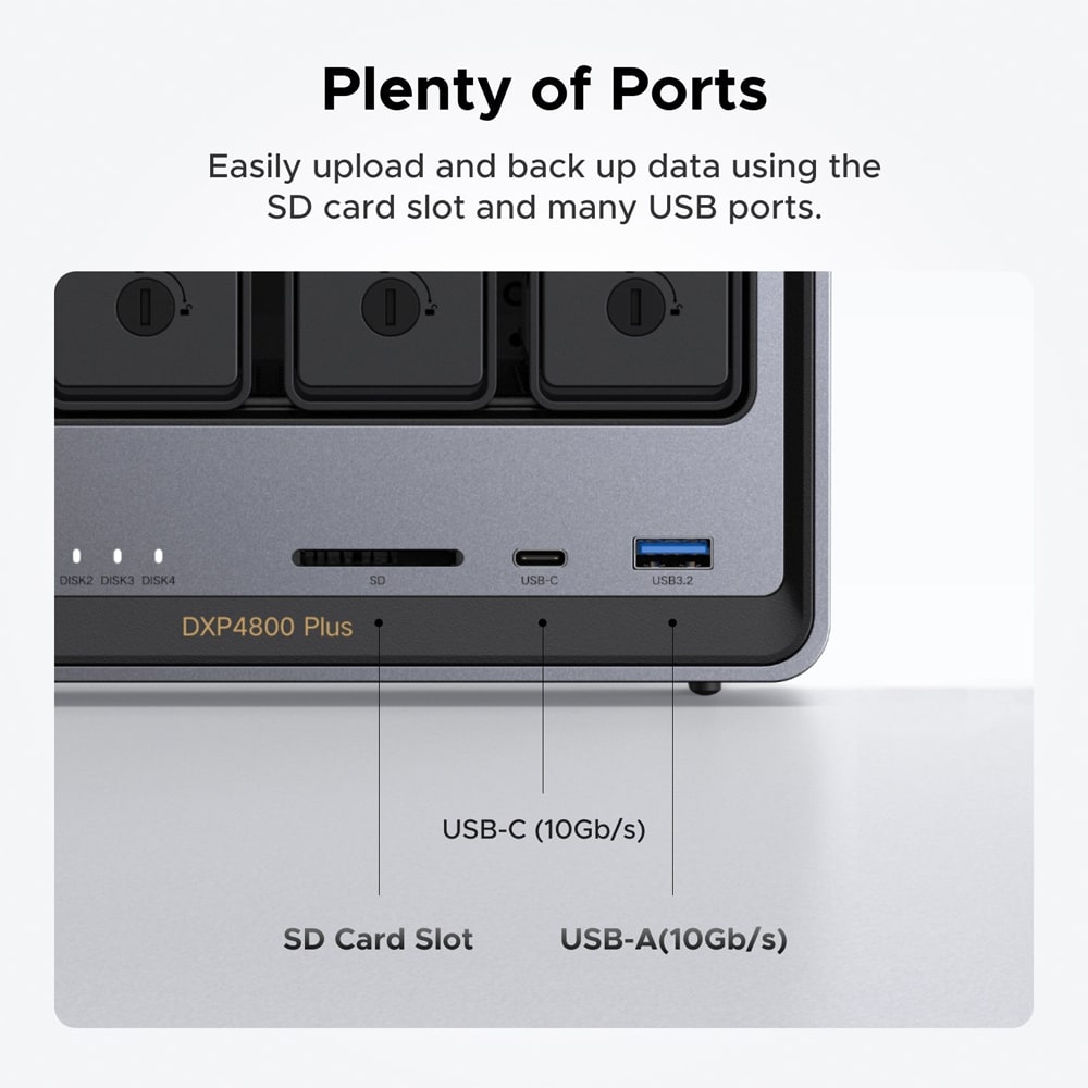 Network Attached Storage UGREEN DXP4800 Plus, 4.4GHz, 8GB, 4-Bays, negru