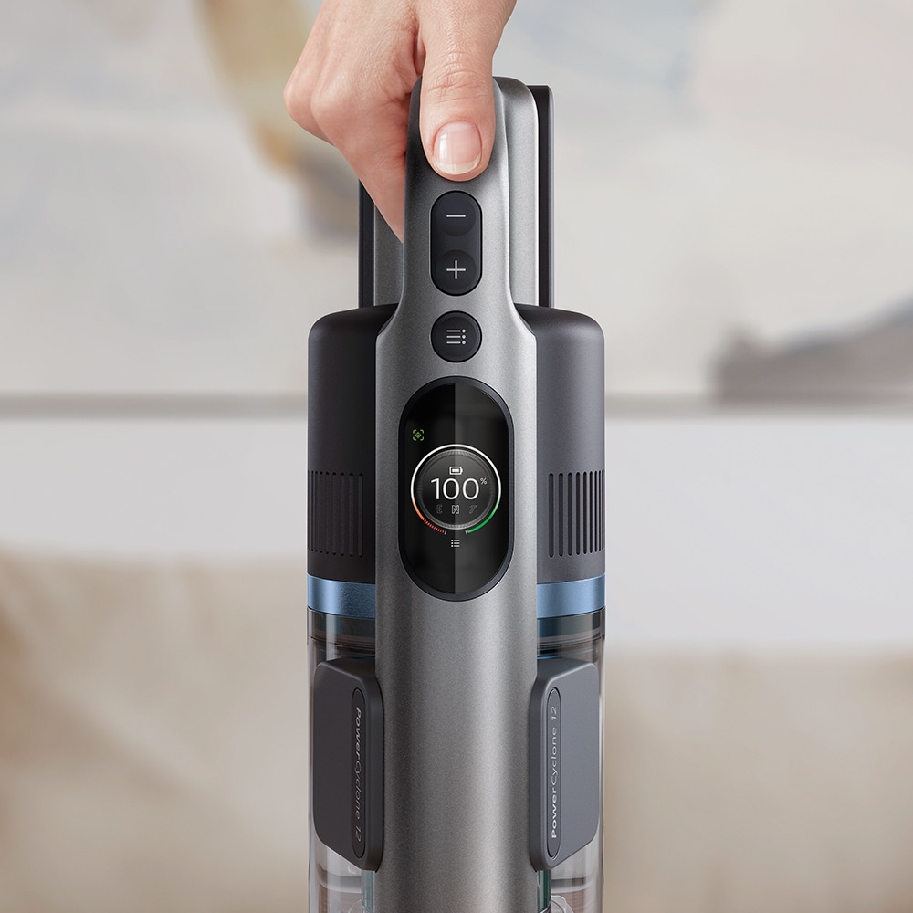 Aspirator vertical PHILIPS Aqua Seria 7000 XC7053/01, 0.6l, 25.2 V, autonomie max 80 min, PowerCyclone 12, negru-albastru