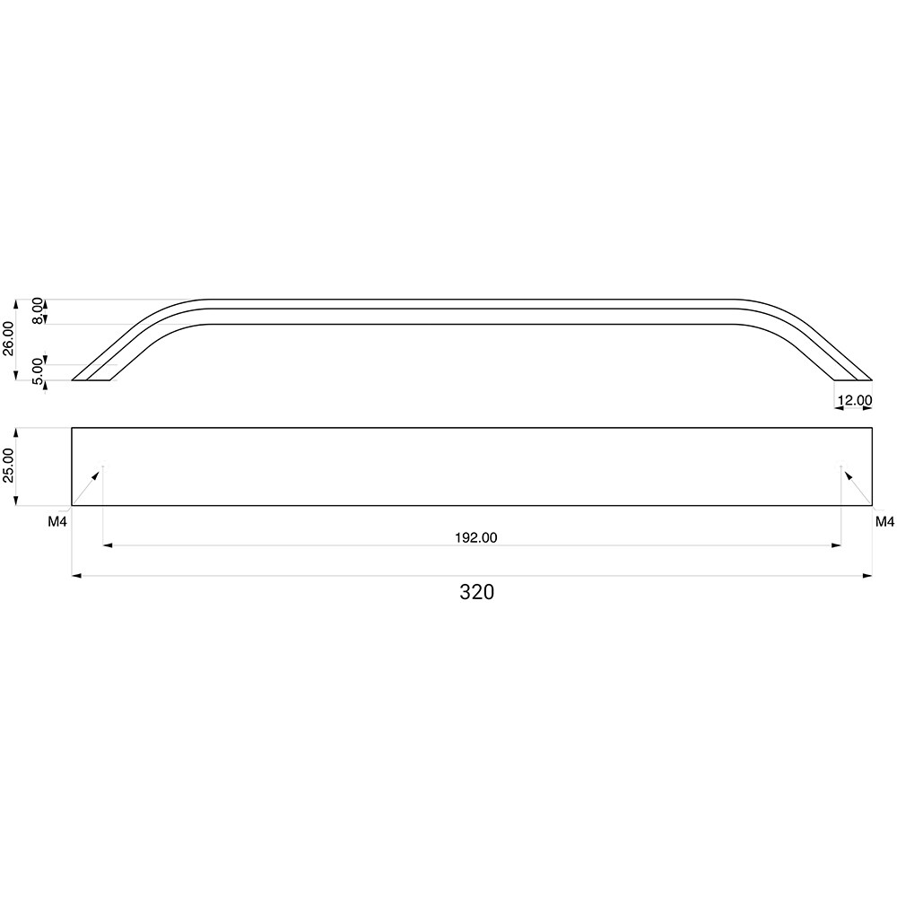 Maner 2267, aluminiu, 33.8 x 2.5 x 2.7 cm, negru mat