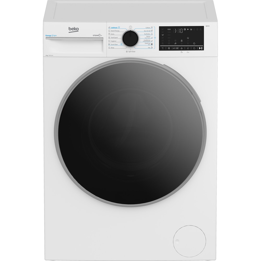 Masina de spalat rufe frontala BEKO B3WFU48215WB2 ES, EnergySpin, SteamCure, 8 kg, 1200rpm, Clasa A, alb