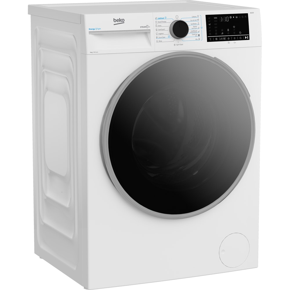 Masina de spalat rufe frontala BEKO B3WFU48215WB2 ES, EnergySpin, SteamCure, 8 kg, 1200rpm, Clasa A, alb