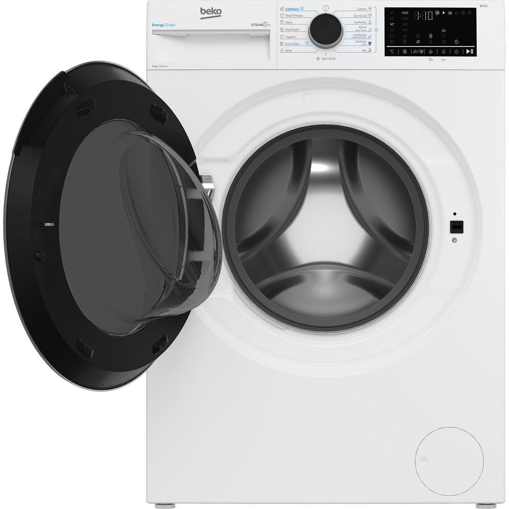 Masina de spalat rufe frontala BEKO B3WFU48215WB2 ES, EnergySpin, SteamCure, 8 kg, 1200rpm, Clasa A, alb