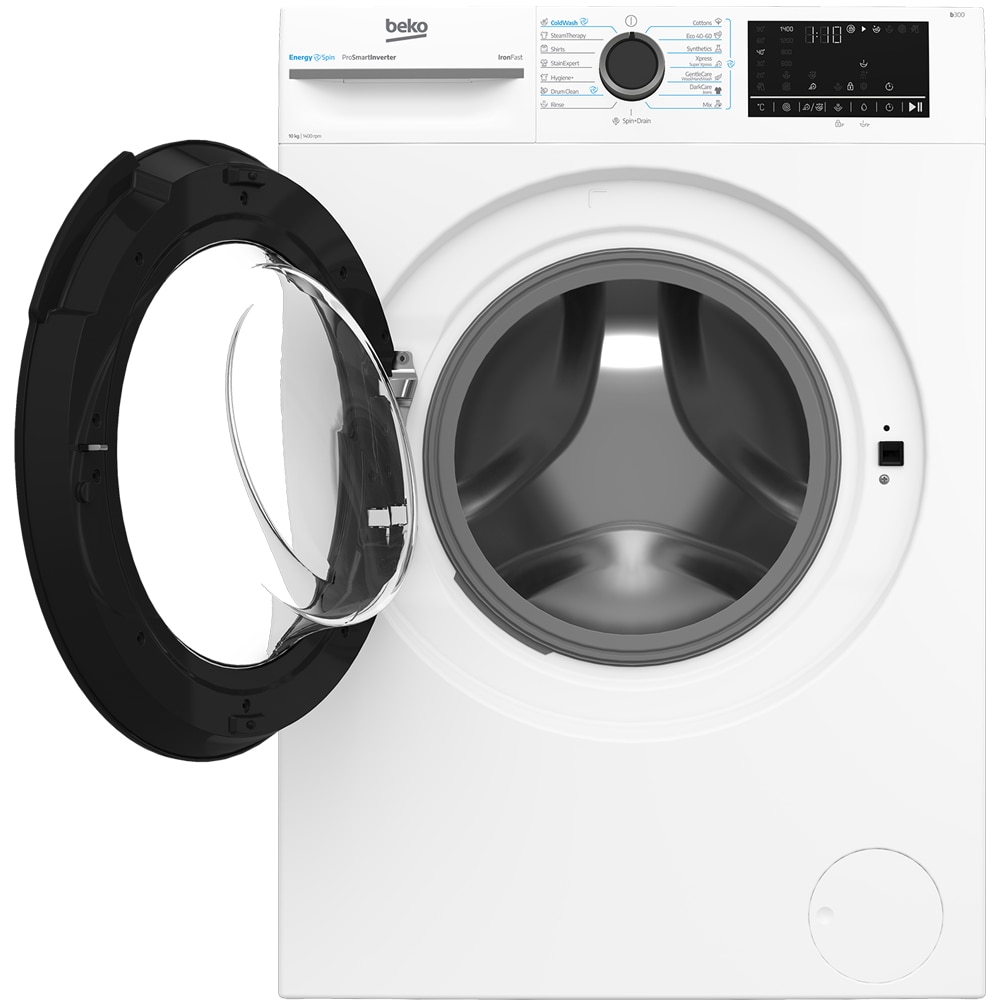 Masina de spalat rufe frontala BEKO BM3WFU410415WB, EnergySpin, 10 kg, 1400rpm, Clasa A, alb