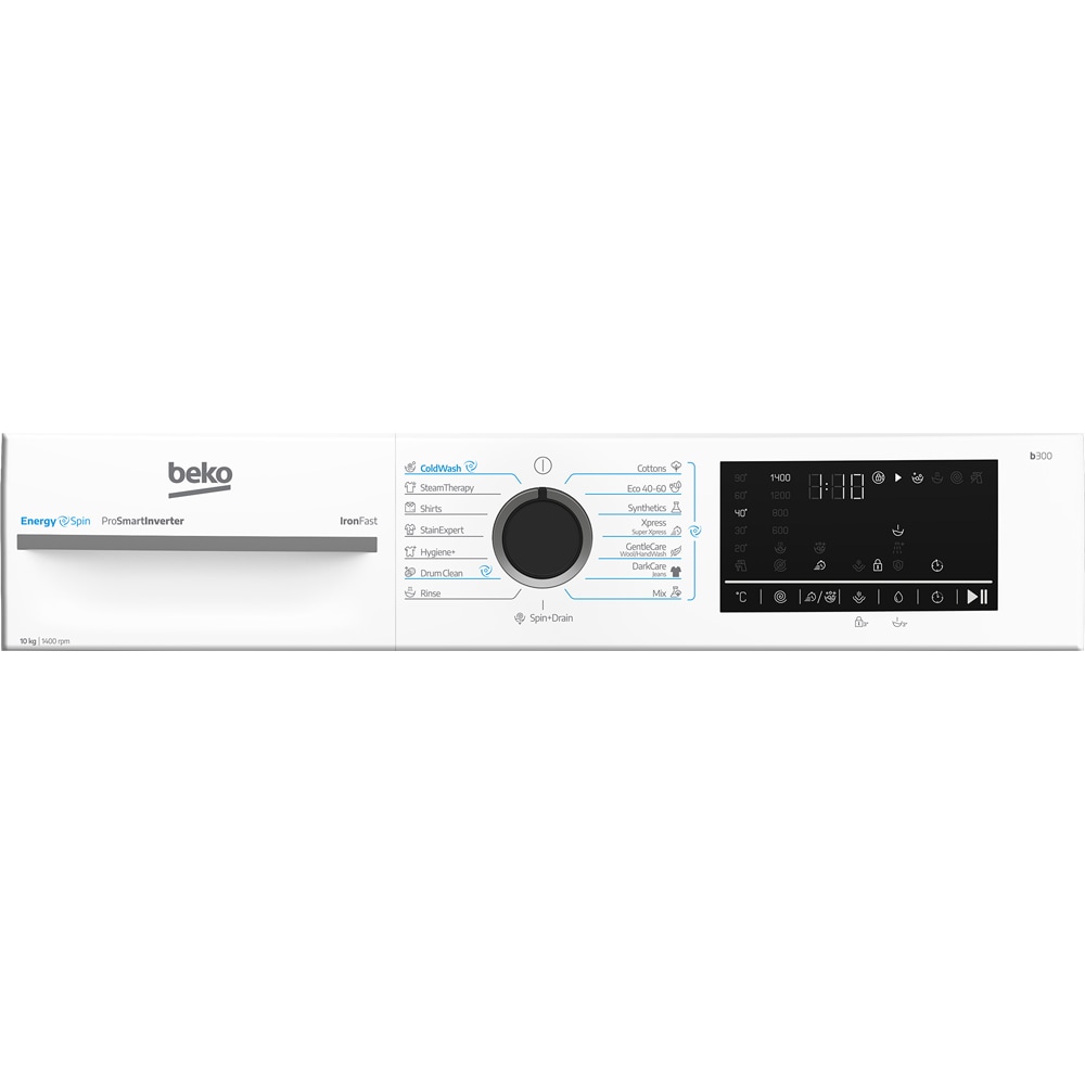 Masina de spalat rufe frontala BEKO BM3WFU410415WB, EnergySpin, 10 kg, 1400rpm, Clasa A, alb