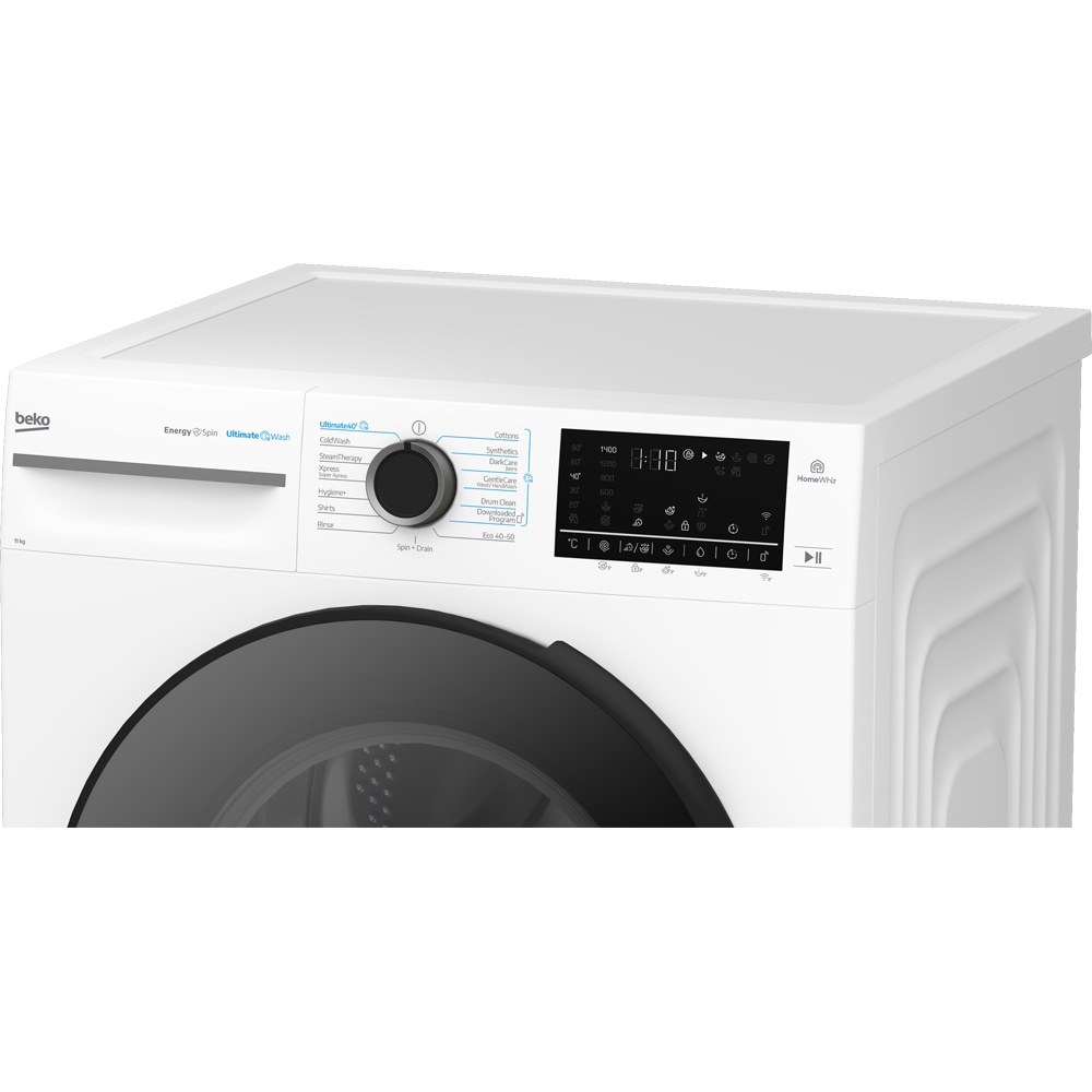 Masina de spalat rufe frontala BEKO BM5WFU611415WB2T EE, EnergySpin, SteamCure, 11 kg, 1400rpm, Clasa A, Wi-Fi, alb