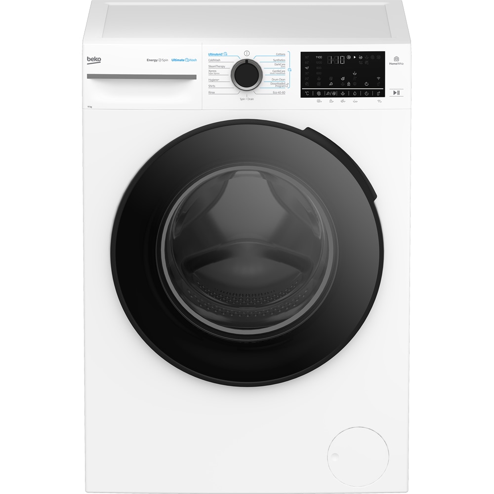 Masina de spalat rufe frontala BEKO BM5WFU611415WB2T EE, EnergySpin, SteamCure, 11 kg, 1400rpm, Clasa A, Wi-Fi, alb