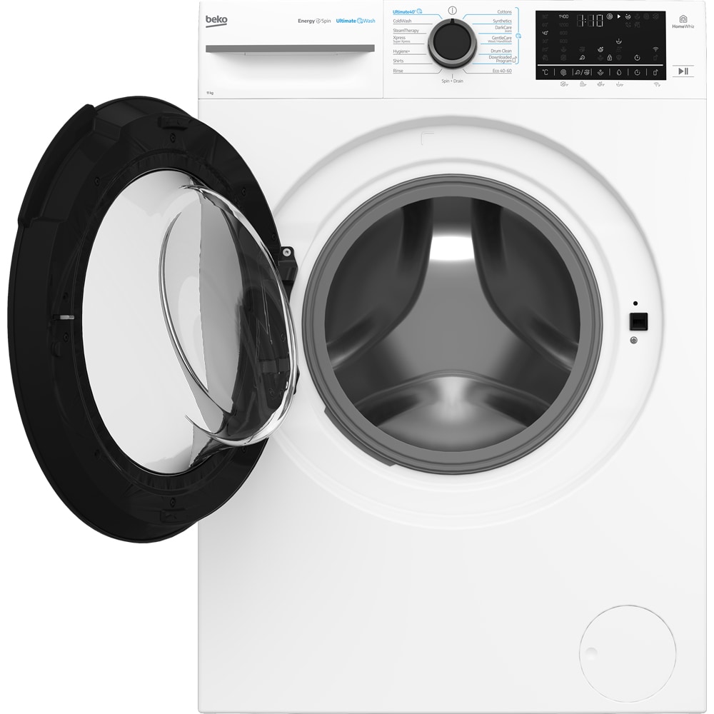 Masina de spalat rufe frontala BEKO BM5WFU611415WB2T EE, EnergySpin, SteamCure, 11 kg, 1400rpm, Clasa A, Wi-Fi, alb