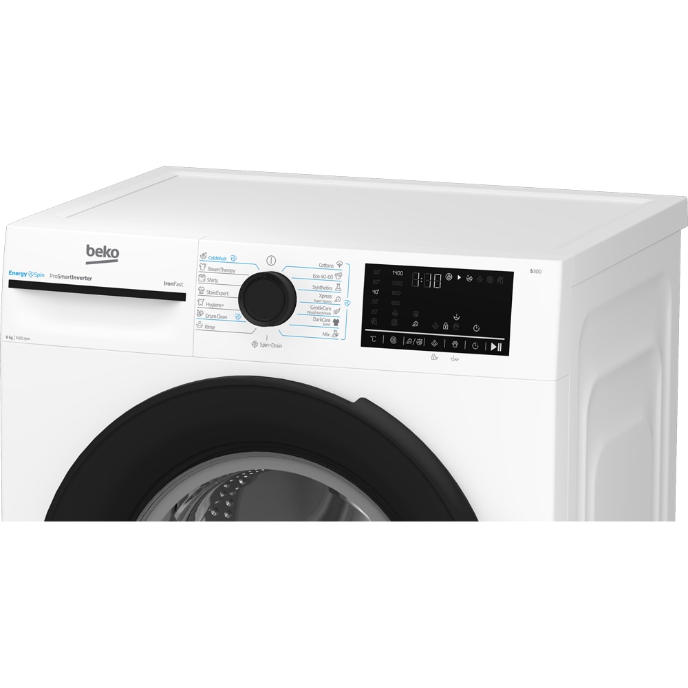 Masina de spalat rufe frontala slim BEKO BM3WFUS48415WBEE, SteamCure, 8 kg, 1400rpm, Clasa A, alb