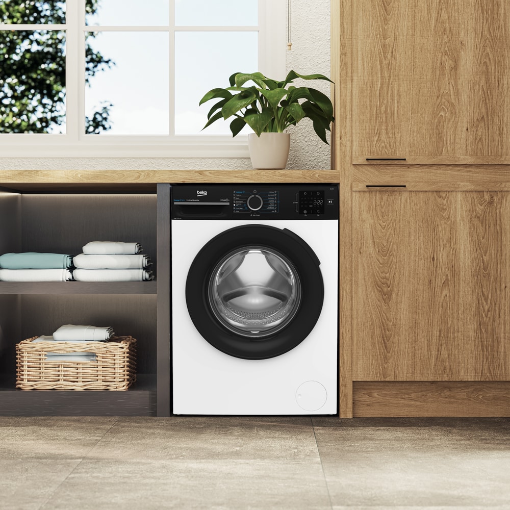 Masina de spalat rufe frontala BEKO BM3WFSU38215WPBBEE, EnergySpin, SteamCure, 8 kg, 1200rpm, Clasa A, alb