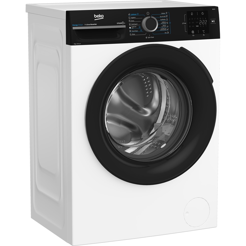 Masina de spalat rufe frontala BEKO BM3WFSU38215WPBBEE, EnergySpin, SteamCure, 8 kg, 1200rpm, Clasa A, alb